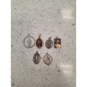Vintage Catholic Religious Mixed Lot of 6 Pendents St. Jude, Nun, Priest, Mary